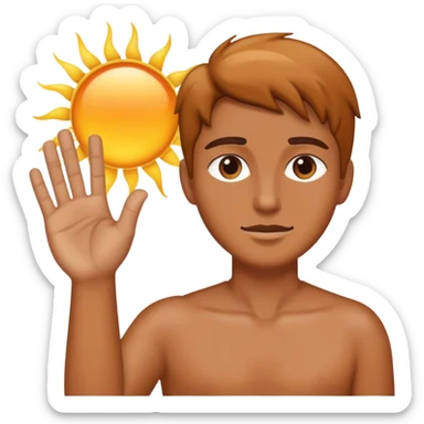 Person blocking sun with hand sticker