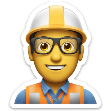smiling man with safety helmet and glases sticker