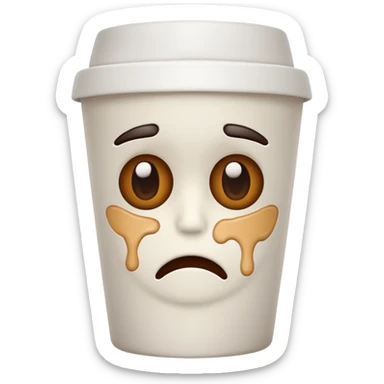 Create an emoji of a coffee cup ☕ with dark circles under its eyes, looking more tired than the drinker. sticker