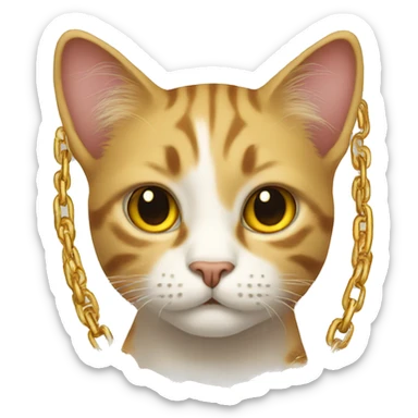 cat with golden chains sticker