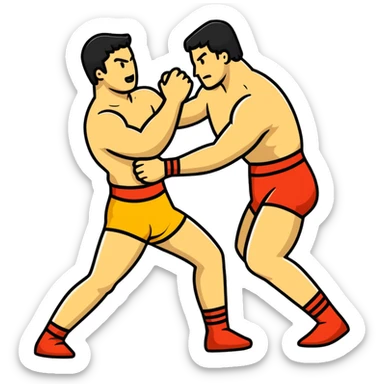 2 people wrestling fully clothed sticker