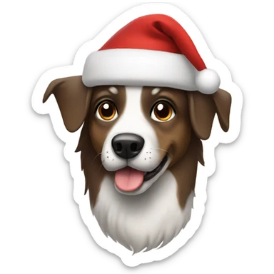 Dog wearing a Santa hat sticker