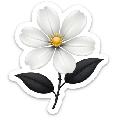 White flower with black leaves sticker