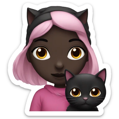 black cat with girl sticker