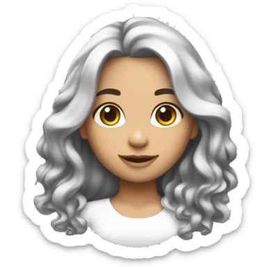 Crea un emoji de una chica de pelo ondulado color negro largo tes blanca  sticker