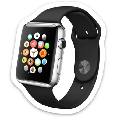 Apple Watch with a black band on an angle sticker