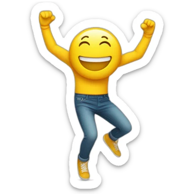 smile face (sort of circle colored yellow) dancing with his little hands and legs sticker