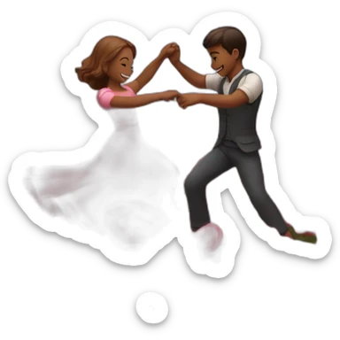 Girl and boy dancing in a rose field sticker