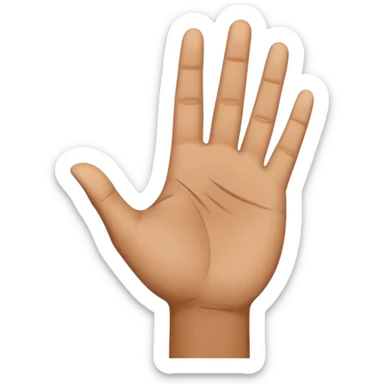 a .5 veiw of a person with their hand out in front of them facing palm up, and their other hand facing sideways, resting in the first hand to make a T shape. this mimics the hand motion for the slang term “boi” sticker