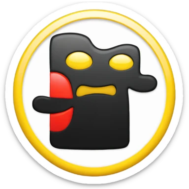 Red on bottom yellow circle black on top sticker