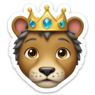 Una leon  rugiendo  ,  con corona de brillo de Reyna  sticker