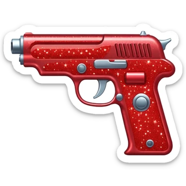 red glitter gun sticker
