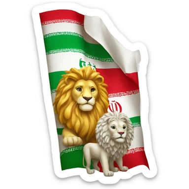 Iran flag with lion and sun sticker