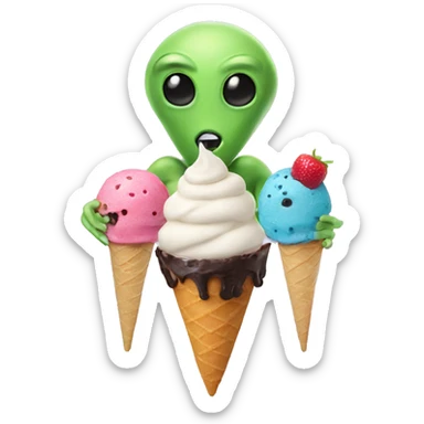 Alien Cake and ice cream sticker