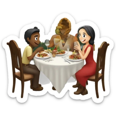 Dinner in front of a castle sticker