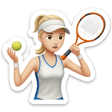white female play tennis sticker