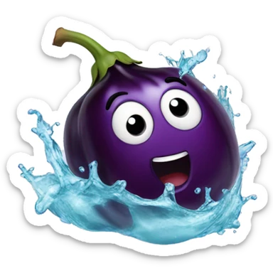 Aubergine splashing water sticker