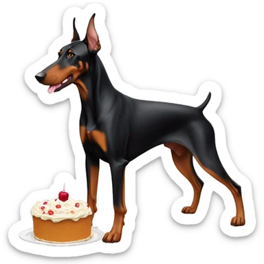 A European Doberman eating cake sticker