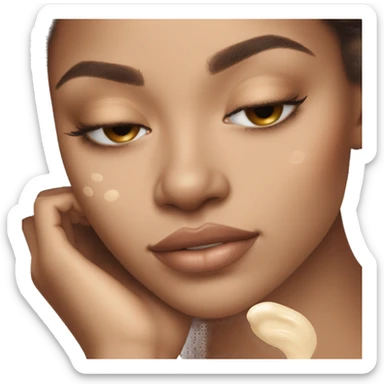 pretty light skinned brunette girl sleeping with cream coloured moisturiser on her face soft textures sticker