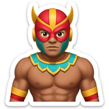 Mexican wrestler portrait, head and shoulders only, colorful luchador mask, muscular collar, confident expression, 3D cartoon, mobile game icon style, clean background, no text, no watermark
 sticker