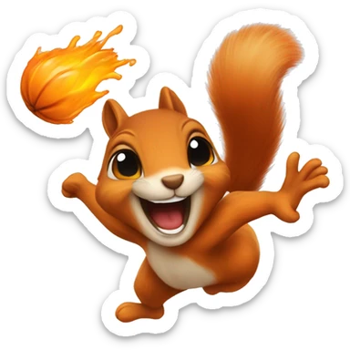 little jumping orange burnt squirrel sticker