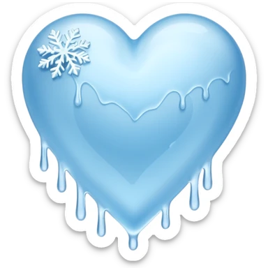 An ice blue heart with frost spidering across it and ice crystals dripping from it sticker