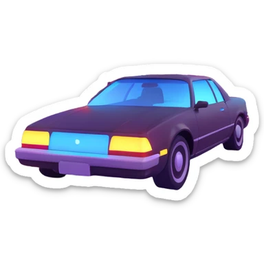 sleek car driving through neon city at night sticker