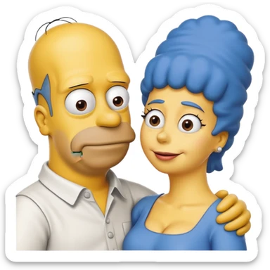 Homer Simpson and Marge kissing emoji sticker