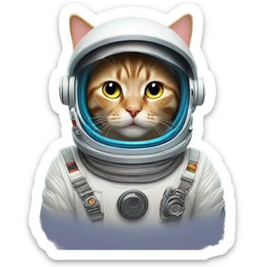 a cat wearing astronaut helmet  fluorescent colors  sticker