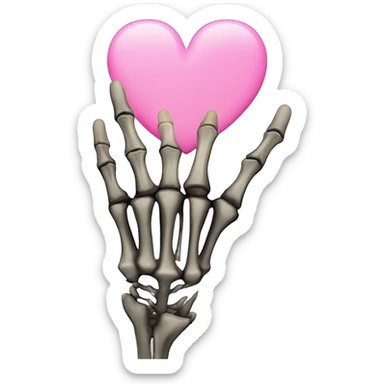 Skeleton hand w middle finger upright w pink heart on middle finger sticker