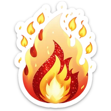 red glitter fire sticker