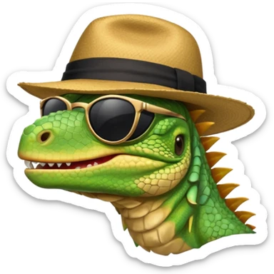 capitalist iguana head with black reflex sunglasses and hat smiling sarcastically sticker