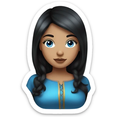 a girl with hourglass figure, black hair and blue eyes sticker