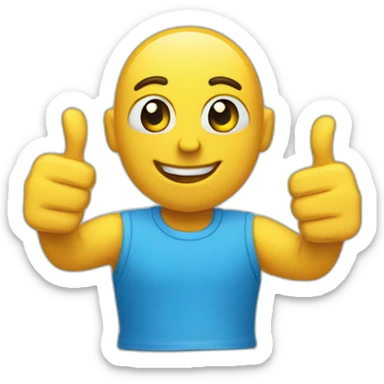 a blue like / thumbs-up icon. Make it a character with eyes, arms and feet. He has to look happy. sticker