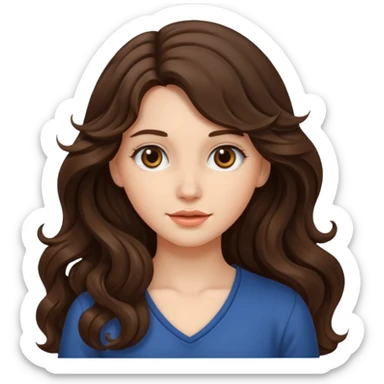 brunette girl with long wavy hair and fair skin  sticker