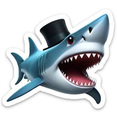 Shark with a top hat sticker