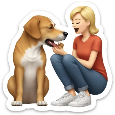 a dog licking owners foot sticker