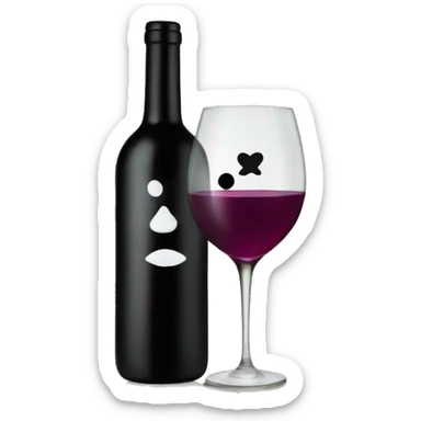 Wine with black kiss on glass sticker