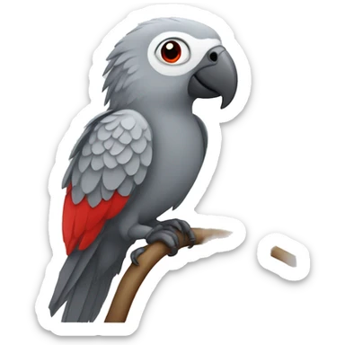 Gray parrot with one red on his ass sticker