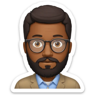 black bearded man with eyeglass sticker