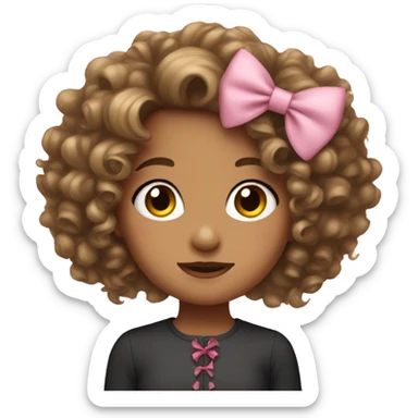 girl with curly hair and a bow sticker