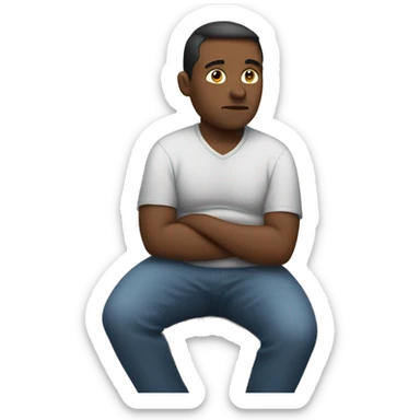 Pregnant man with pensive face sticker