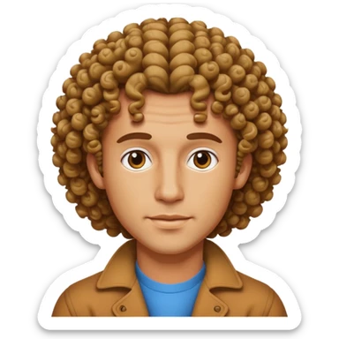 70s 80s men with curly hair style  sticker