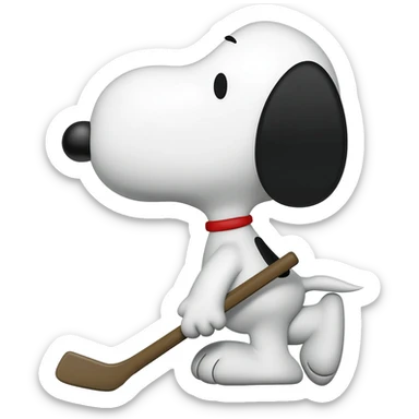 snoopy with a hockey stick sticker