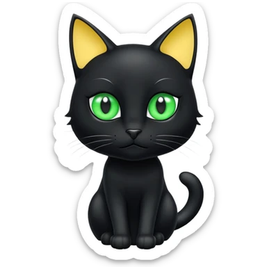 chat noir et blanc avec les yeux vert claire sticker