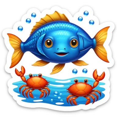 live fish and crabs sticker