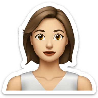 Femme coupe carré brune blanche de peau yeux noisette visage mi rond mi triangulaire air attendrissant sticker