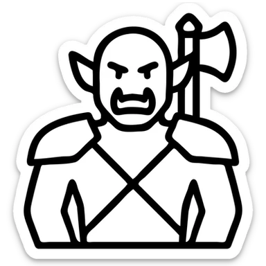 orc warrior, simple black outline icon, strong silhouette, no fill sticker
