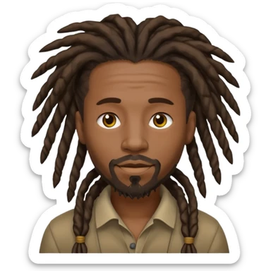 Hazme un emoji de un hombre negro con rastas y una pequeña perilla sin bigote sticker