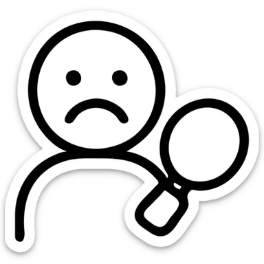 minimalist sad face, isolated, with a table tennis racket in hand, simple icon sticker